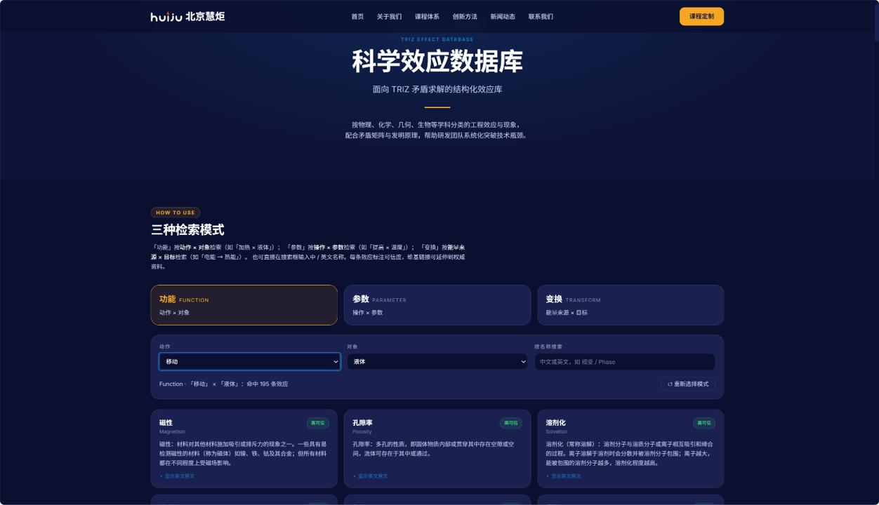 TRIZ科学效应数据库正式上线